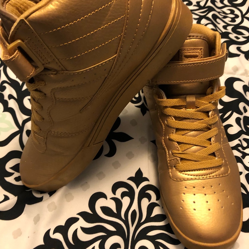 Gold Fila Hightop Sneakers